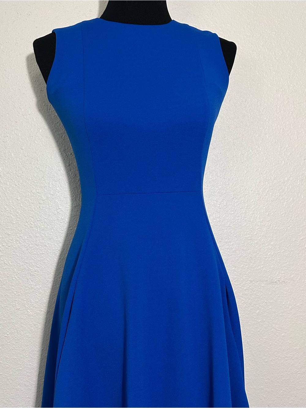 Calvin Klein Sleeveless Fit-and-Flare Dress in Royal Blue - Picture 2 of 6